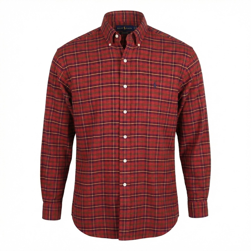 Vintage Ralph Lauren Men's Size Medium Red Plaid Button Down Cotton Shirt